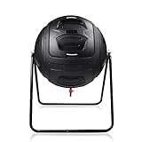 SQUEEZE master Light Weight Spherical Compost Bin Tumbler Outdoor Garden- Quick Assembly -with Drain Plugs to Collect Liquid-Fast Composting (35 Gallon,Black)
