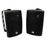 Dual Electronics 8.25' 3-Way High Performance Outdoor Indoor Speakers with Powerful Bass, Effortless Mounting Swivel Brackets, All Weather Resistance, Sold in Pair, LU43PB