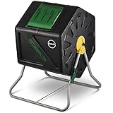 Miracle-Gro Compost Tumbler Dual Chamber – Easy-Turn Composter Tumbler Outdoor for Fast Composting – Heavy-Duty Composting Bin with 1 Sliding Door (1 x 27.7 Gallon / 105 Liter)