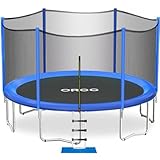 ORCC 1200LBS Weight Capacity 16 15 14 12 10ft Trampoline for Kids and Adults Outdoor Trampolines with Safety Enclosure Net Wind Stakes Non-Slip Ladder