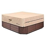 UCEDER Waterproof Hot Tub Cover -Outdoor Spa Cover Cap(Actual Size 85''x85''x20'' Fit 83''x 83'') 600D Heavy Duty Polyester Hot Tub Cover Protector(Brown)