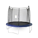 Skywalker Trampoline Outdoor 10 Ft. Round Outdoor Trampoline with Net, Trampoline Mat, and Basketball Hoop for Trampoline, ASTM Approval, 700 LBS Weight Capacity - Blue