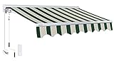 ADVANING 10'x8' Motorized Patio Retractable Awning | Luxury Series | Premium Quality, 100% Solution-Dyed European Acrylic UV Sun Shade, Color: Garden Green Stripes, EA1008-A808H2