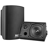 Pyle Bluetooth Active+Passive Speaker System, 6.25' Woofer, Indoor/Outdoor Water Resistant ABS Case with Wall Mount, Marine Grade IP44 Rating, Bass Boost, (Pair, Black)