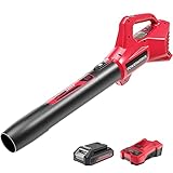 POWERWORKS XB 20V Cordless Leaf Blower with 2Ah Battery and Charger，310 CFM / 85 MPH & 2-Speed Mode, Battery Powered Leaf Blowers for Lawn Care