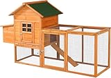 ECOLINEAR 80” Large Chicken Coop, Waterproof Wooden Hen House for 2-4 Chickens, Outdoor Chicken House with Nesting Box, Removable Tray, PVC Cover, Run, for Garden Backyard Cage