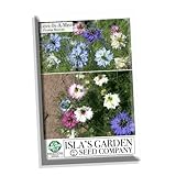 Love-in-A-Mist Mix Flower Seeds, 200+ Seeds Per Packet, (Isla's Garden Seeds), Non GMO & Heirloom Seeds, Botanical Name: Nigella damascena, Great Home Garden Gift