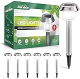 Signature Garden Premium Stainless Solar Garden Lights - Super-Bright 15 Lumens - Perfect Neutral Design; Makes Garden Pathways & Beds Look Great - Easy NO-WIRE Installation; Water-Resistant