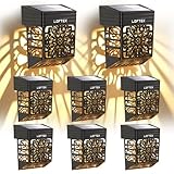 LOFTEK Solar Deck Lights, 8 Pack Solar Fence Lights, Outdoor Decorative Lights, Dusk to Dawn, Waterproof, Fence Post Solar Wall Light for Railing, Patio, Pool, Backyard, Stair, Step, Warm White