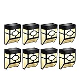 Greluna Solar Wall Lights Outdoor, 2 Modes Solar Led Waterproof Lighting for Deck, Fence, Patio, Front Door, Stair, Landscape, Yard and Driveway Path,Warm White/Color Changing,Pack of 8