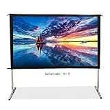 SW-LAMP Indoor Outdoor Projector Screen 16:9 Fast Folding Portable Screen 90 inch Large Projection Screen Front Projection for Camping or Home Theatre (16:9-80 Inch)