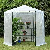 Erommy 7.5FT Portable Greenhouse 3-Tier Shelf Hexagonal Walk-in Green House Kit,Plant Hot House for Outdoor,Indoor-White