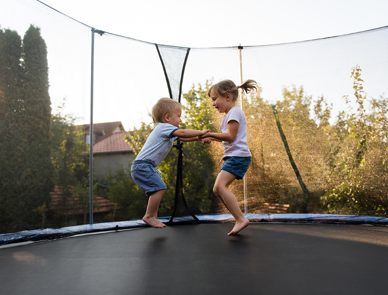Trampoline With Safety Nets and Mats